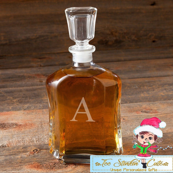 Personalized Decanter - Glass Whiskey Decanter - 8 Monogram Designs (Housewarming, Father's Day, Bar, Man Cave, Men)