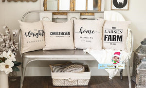 Personalized Farmhouse Style Throw Pillow Covers 18"x18" (Farm House, Grandma, Grandpa, Mom, Dad, Housewarming, Country, Modern, Pillowcase)