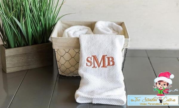 Personalized Luxury Embroidered Hand Towel & Bath Towel Set (Bathroom, –  Too Stinkin' Cute