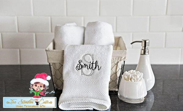 Set of Monogrammed Guest Bath Hand and Bath Towel Set Beautiful Monogr –  Kellytwins