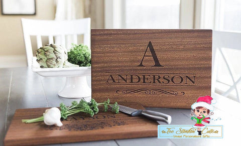 Personalized Beautiful Large Mahogany Cutting Board - 11 Designs (Cutting Board/ Kitchen/ Chopping Block/ Cheese/ charcuterie board)