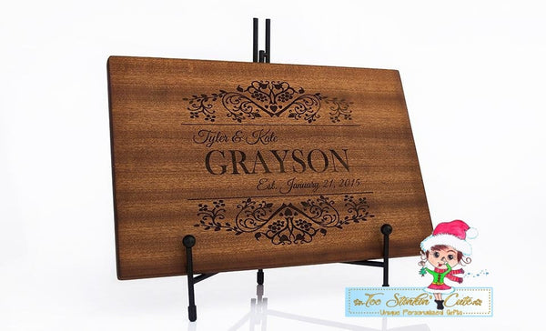 Personalized Beautiful Large Mahogany Cutting Board - 11 Designs (Cutting Board/ Kitchen/ Chopping Block/ Cheese/ charcuterie board)