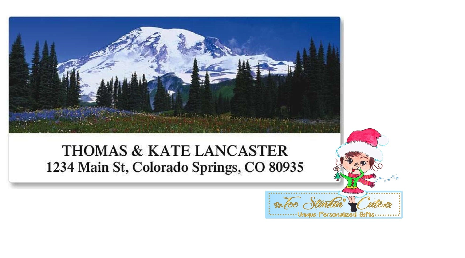 Snow Mountain Landscapes Custom Personalized  Address Labels Flower Elk Hummingbird Squirrel Farm