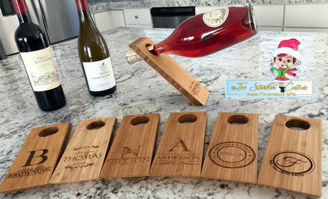 Personalized Wine Bottle Balancer Custom (Mothers Day, Mom, Grandma, Wine, Cork, Rack)