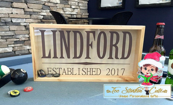Personalized Beer Bottle Cap Shadow Box - Large (Dad, Grandpa, Papa, Daddy, Father's Day, Man Cave)