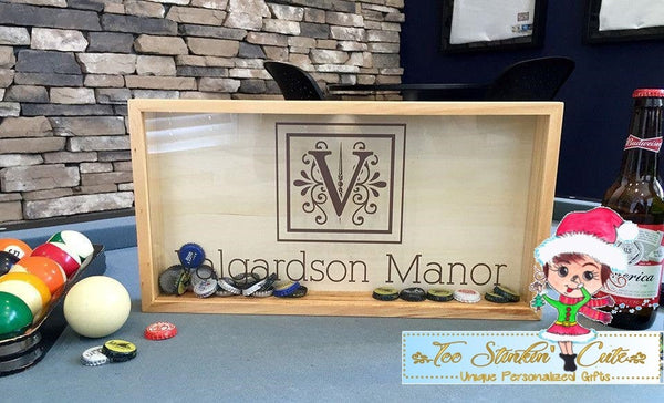 Personalized Beer Bottle Cap Shadow Box - Large (Dad, Grandpa, Papa, Daddy, Father's Day, Man Cave)