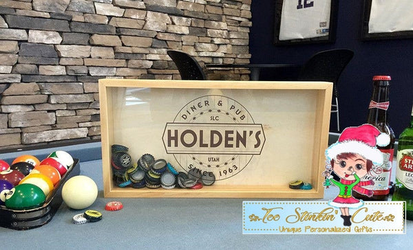 Personalized Beer Bottle Cap Shadow Box - Large (Dad, Grandpa, Papa, Daddy, Father's Day, Man Cave)