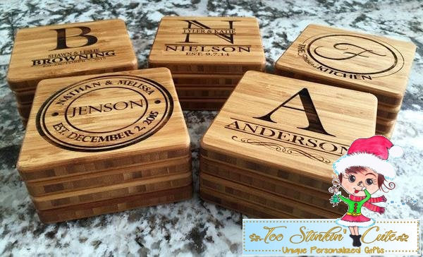 Personalized Thick Bamboo Coaster – 1 Coaster! – 5 Amazing Designs! (Home, Kitchen, Drink, Cup Holder)