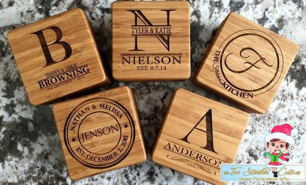 Personalized Thick Bamboo Coaster – 1 Coaster! – 5 Amazing Designs! (Home, Kitchen, Drink, Cup Holder)