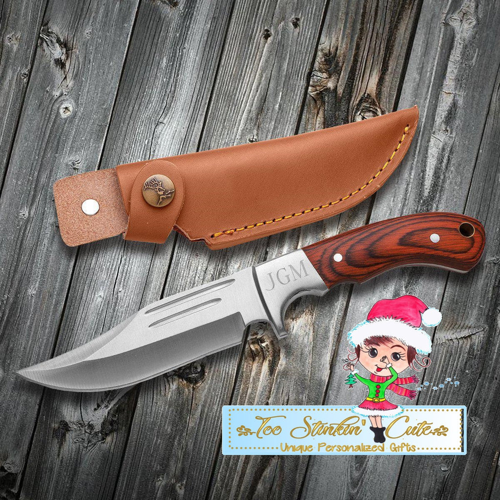 Personalized Wood Handle Hunting Knife (Father's Day, Dad, Papa