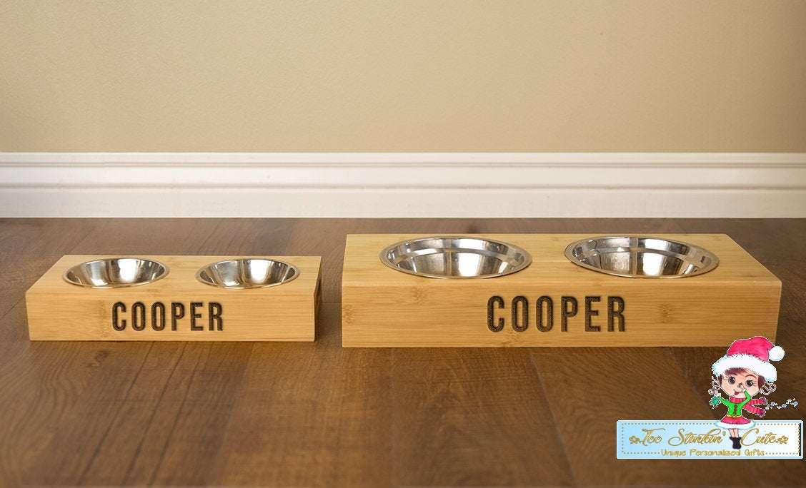 Dog and Cat Feeding Stands with Bowls Personalized Custom (Pet/ Furbaby/ Animal/ Puppy/Cat/Kitten)