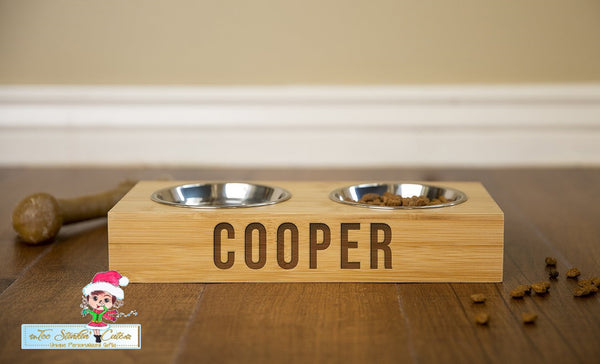 Dog and Cat Feeding Stands with Bowls Personalized Custom (Pet/ Furbaby/ Animal/ Puppy/Cat/Kitten)