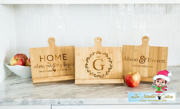 Custom Personalized Bamboo Cookbook Holder (Housewarming, Kitchen, Mothers Day, Mom, Grandma, Women, Recipe Stand)
