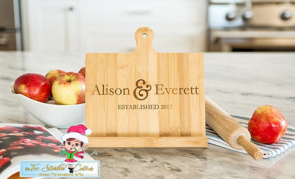 Custom Personalized Bamboo Cookbook Holder (Housewarming, Kitchen, Mothers Day, Mom, Grandma, Women, Recipe Stand)