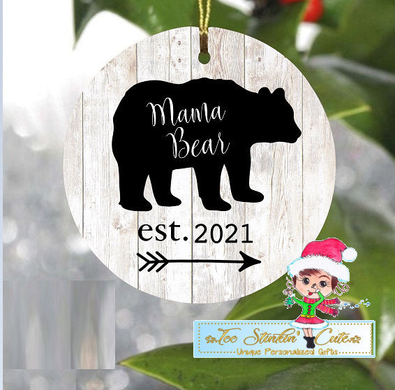 Personalized Christmas Hardboard Ornament Bear Family + Free Shipping (Custom, Baby Bear, Papa Bear, Mama Bear)