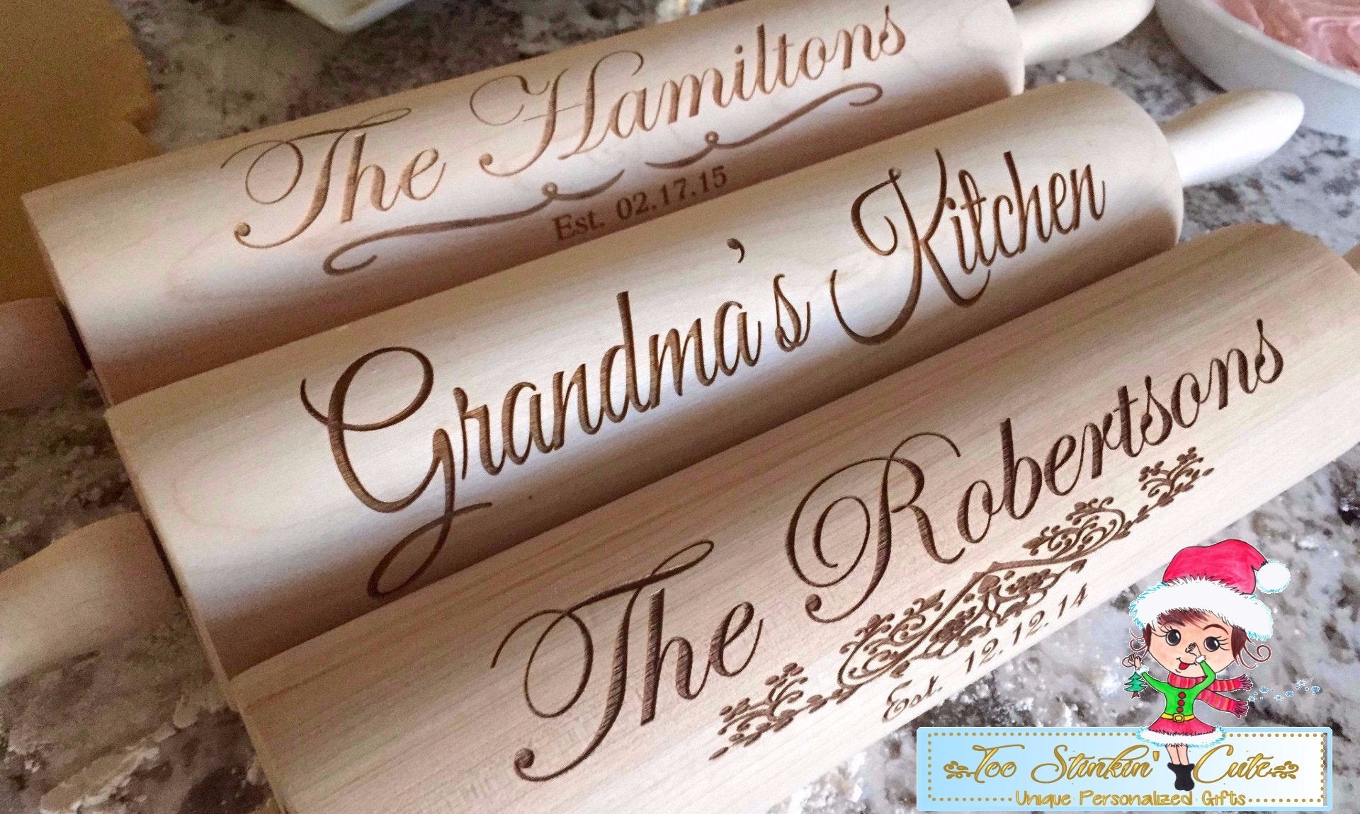 Custom Personalized Rolling Pins (Housewarming, Kitchen, Mothers Day, Mom, Grandma, Women)