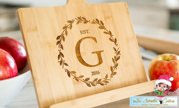 Custom Personalized Bamboo Cookbook Holder (Housewarming, Kitchen, Mothers Day, Mom, Grandma, Women, Recipe Stand)