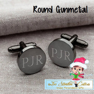 Personalized Cufflinks - Square, Round (Gunmetal