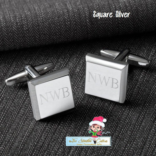 Personalized Cufflinks - Square, Round (Gunmetal