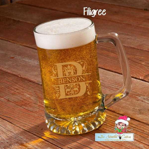 Personalized 25oz Monogrammed Sports Mug/ Custom Beer Mug/ Unique Gift/ Mens Gift/ Groomsman/ Wedding/ Man Cave