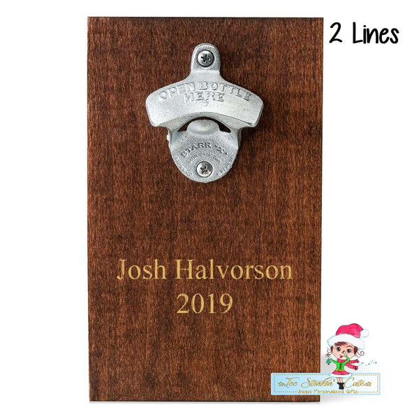 Personalized ANY NAME Wood Plank Wall Bottle Opener/ Custom Beer Opener/ Unique Gift/ Fathers Day Dad Boss Friend Birthday Men