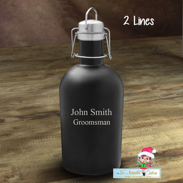 Personalized ANY NAME Growler Black 64 oz/  Custom Beer Growler/Beer Stainless Steel  Fathers Day Dad Boss Birthday Anniversary