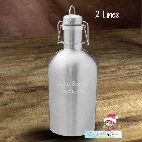 Personalized ANY NAME Insulated Stainless Steel Beer Growler/ Custom Beer Holder/ Unique Gift/ Fathers Day Dad Boss Friend Birthday Bar
