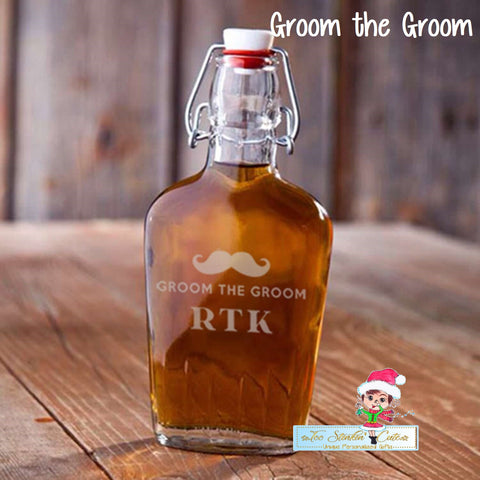 Personalized ANY INITIALS Glass Flask/ Custom Glass Liquor/ Unique Gift/ Wedding/ Groom Groomsman Newlywed Marriage