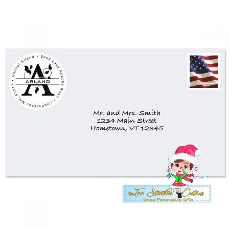 Custom Personalized Last Name Initial Round Address Labels