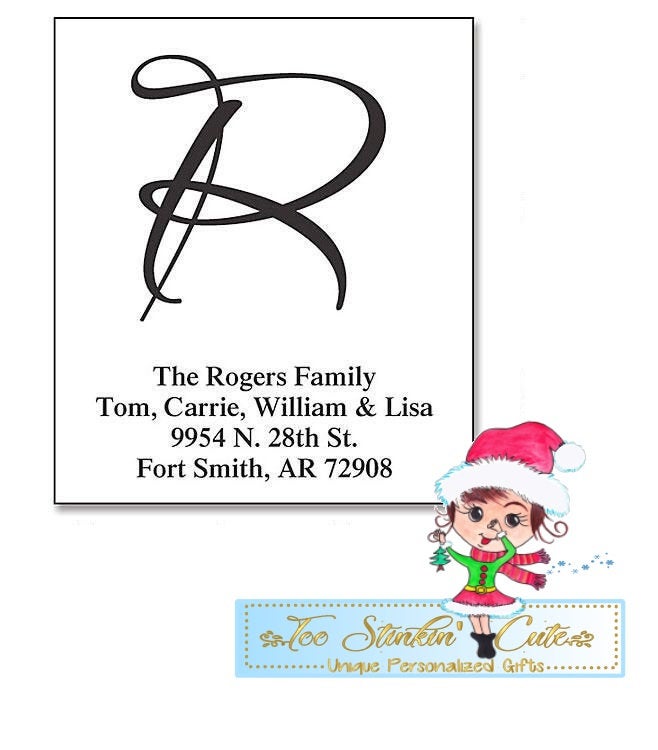 Custom Personalized Brush Initials Clear Address Labels/ Return Address
