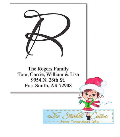 Custom Personalized Brush Initials Clear Address Labels/ Return Address