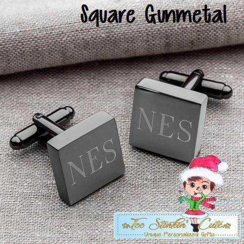 Personalized Cufflinks - Square, Round (Gunmetal