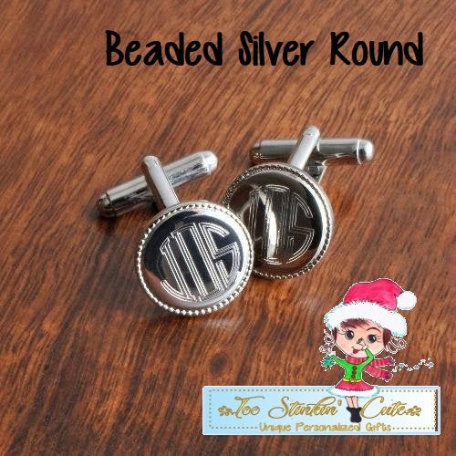 Personalized Cufflinks - Square, Round (Gunmetal