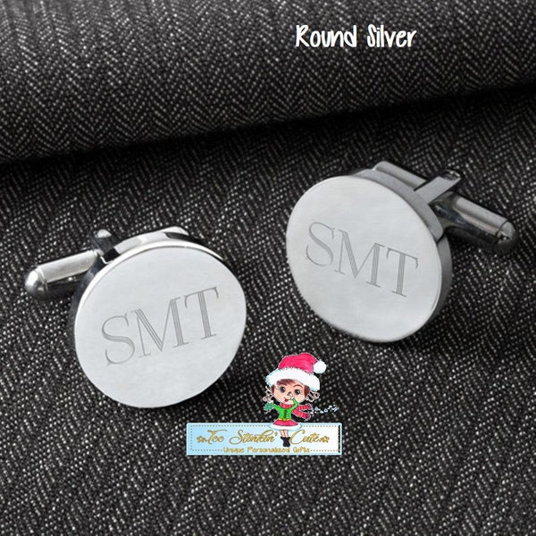Personalized Cufflinks - Square, Round (Gunmetal