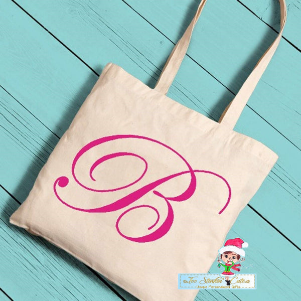 Personalized ANY INITIAL Canvas Initial Tote/ Custom Tote Bag/ Unique Gift/ Mom Grandma Mothers Day Teen Girl Purse Bag