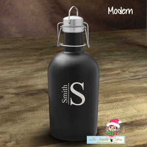 Personalized ANY NAME Growler Black 64 oz/  Custom Beer Growler/Beer Stainless Steel  Fathers Day Dad Boss Birthday Anniversary