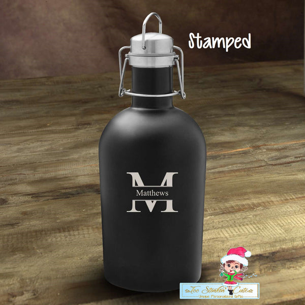 Personalized ANY NAME Growler Black 64 oz/  Custom Beer Growler/Beer Stainless Steel  Fathers Day Dad Boss Birthday Anniversary