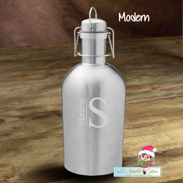 Personalized ANY NAME Insulated Stainless Steel Beer Growler/ Custom Beer Holder/ Unique Gift/ Fathers Day Dad Boss Friend Birthday Bar