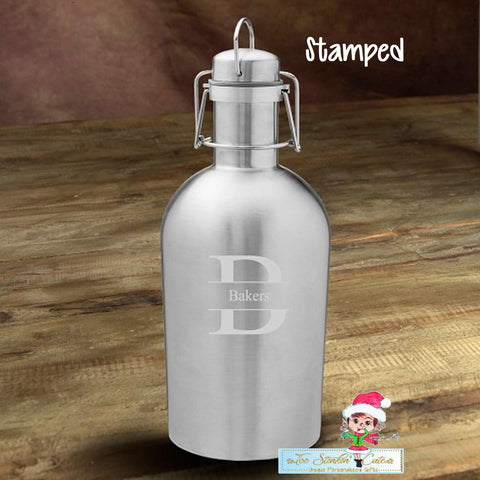 Personalized ANY NAME Insulated Stainless Steel Beer Growler/ Custom Beer Holder/ Unique Gift/ Fathers Day Dad Boss Friend Birthday Bar