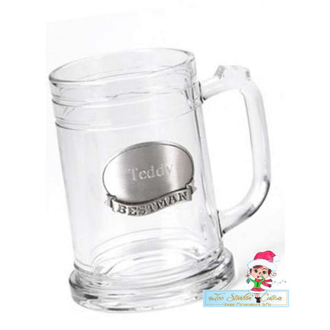 Personalized 16oz Mug with Pewter Medallion/ Unique Gift/ Men's Gift/ Man Cave/ Custom Beer Mug/ Bar