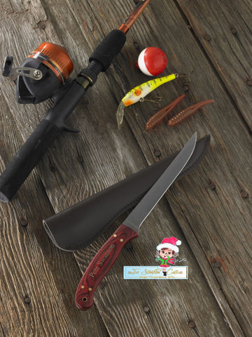 Custom Personalized Filet Knife - Wood Handle - Groomsmen Gifts - 6" Blade/ Men Boss Executive Dad FishingTackle box