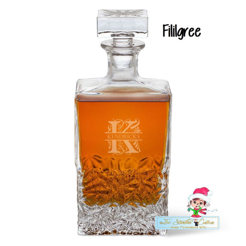 Personalized ANY NAME Rectangular 24 oz. Decanter Whiskey/ Custom Liquor/ Unique Gift/ Anniversary Bar Husband Men Boss