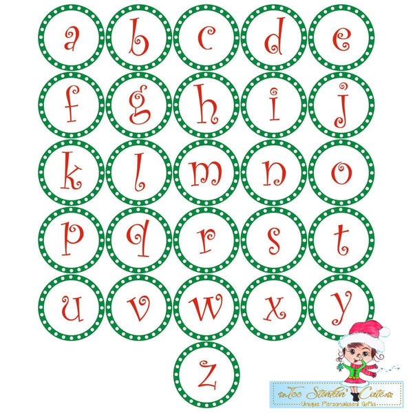 Custom Personalized Christmas Polka Dot Initial Round Address Labels/ Cute Return Address