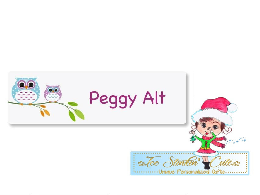 Custom Personalized Owl ID Labels/ Identification Tag/ Cute Girly