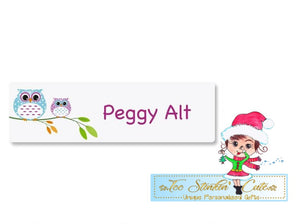 Custom Personalized Owl ID Labels/ Identification Tag/ Cute Girly