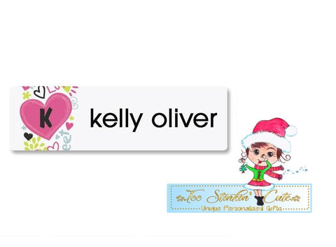 Custom Personalized Girly Doodle ID Labels/ Kids Identification Tags