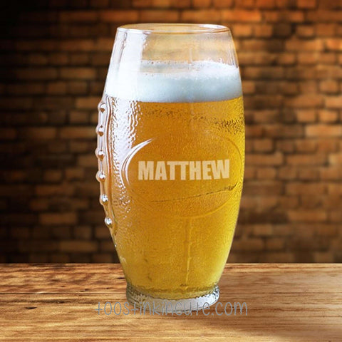 Engraved Football Personalized Glass Beer Mug