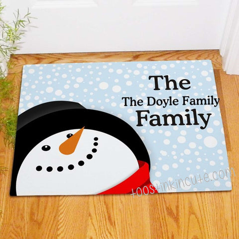 Christmas Snowman Personalized Doormat