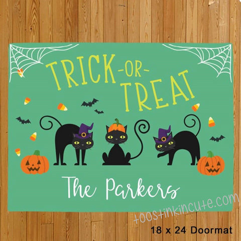 Trick or Treat Cats Personalized Doormat