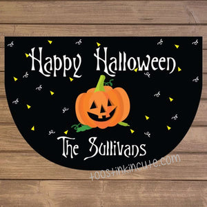 Halloween Pumpkin Half Round Doormat Rug